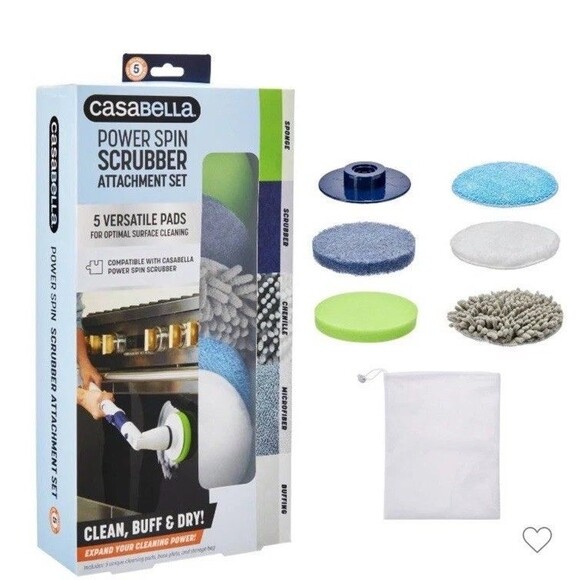Casabella Power Spin Scrubber Attachment Set 5 Versatile Pads for Cleaning - Picture 1 of 11
